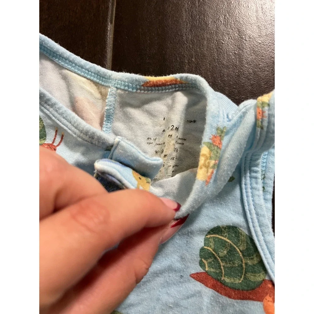 Angel Dear Bamboo Snail Print Sleeveless Romper Blue 6-12 Months Baby Boy Girl - Picture 4 of 4